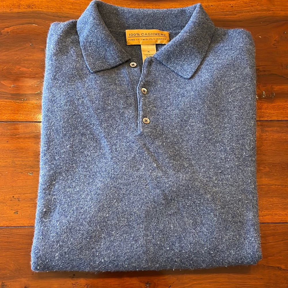 Men’s 100% Cashmere Sweater Blue XL